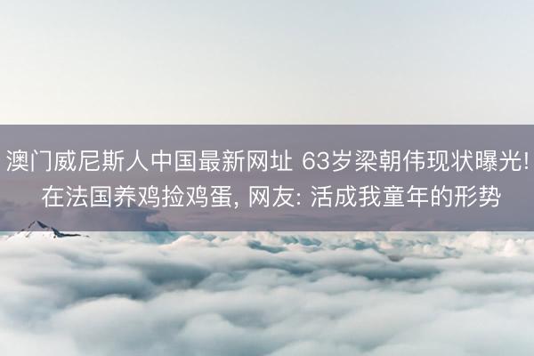 澳门威尼斯人中国最新网址 63岁梁朝伟现状曝光! 在法国养鸡捡鸡蛋， 网友: 活成我童年的形势