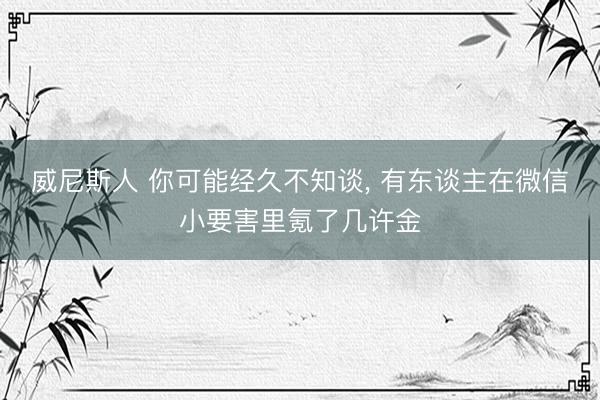 威尼斯人 你可能经久不知谈， 有东谈主在微信小要害里氪了几许金