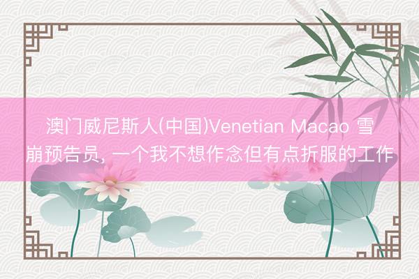 澳门威尼斯人(中国)Venetian Macao 雪崩预告员, 一个我不想作念但有点折服的工作